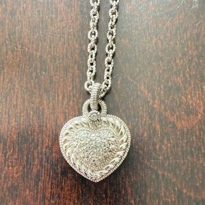 Judith Ripka Sterling Silver Pave Heart Pendant Necklace